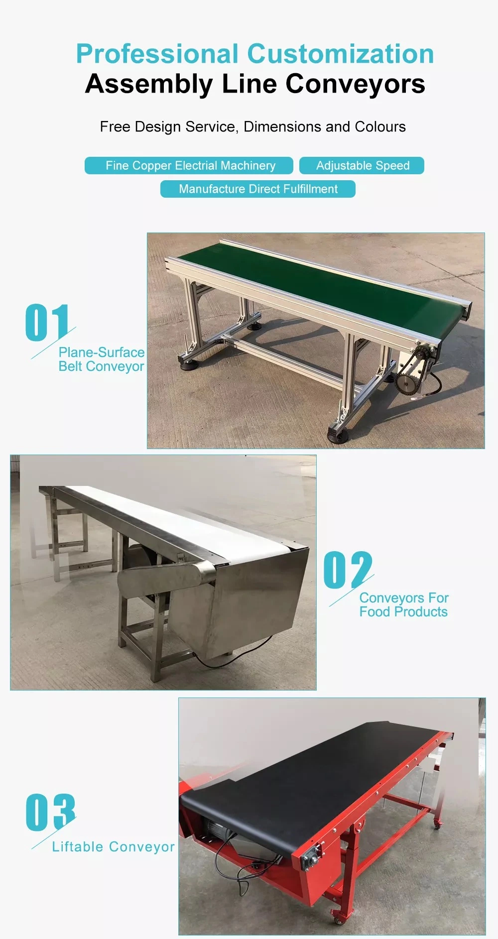 Customized Heat and Oil Resistant Food Grade PVC Belt Conveyor