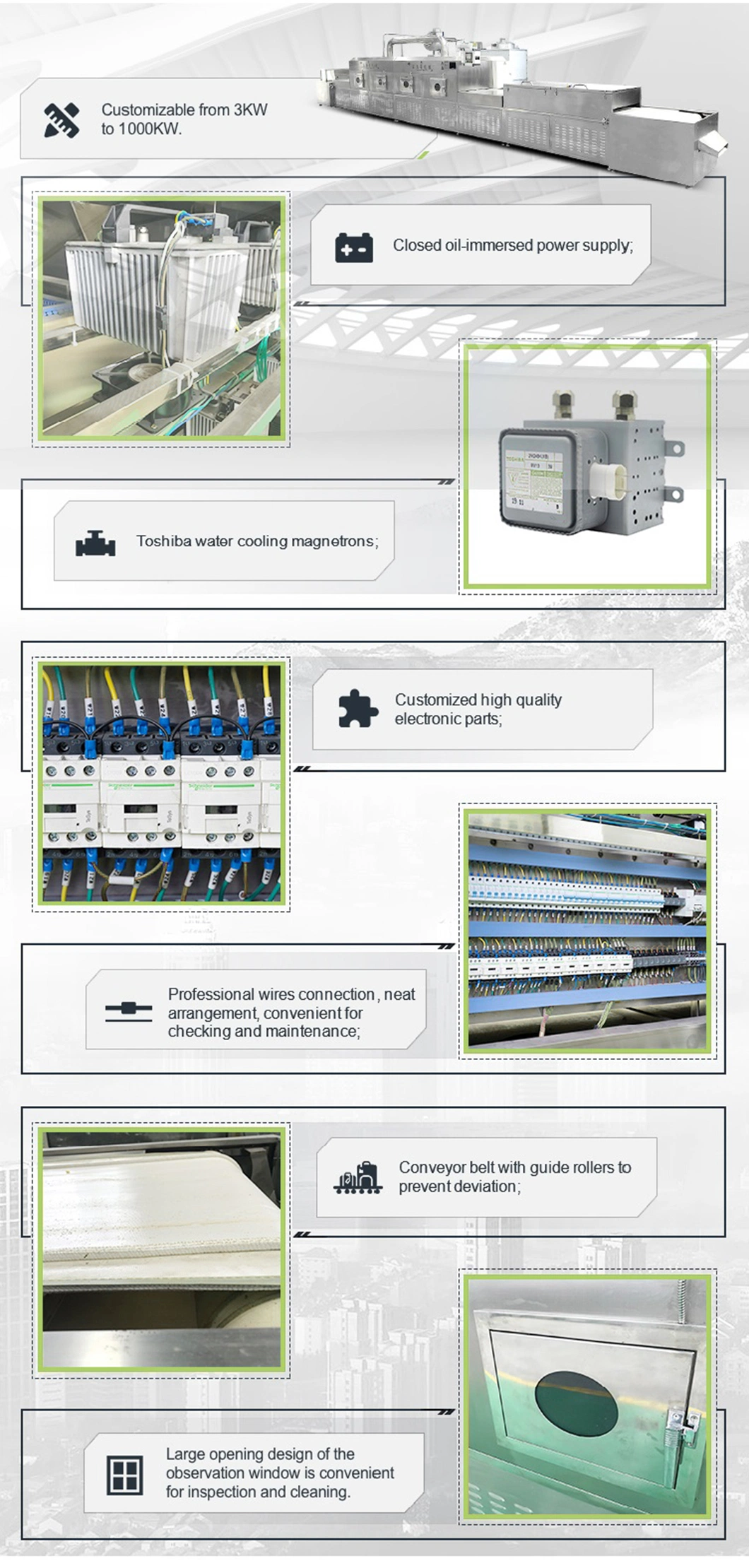 CE Chinese Supplier PLC Control Conveyor Tenebrio Molitor Customized Equipment Microwave Bsfl Dryer Drying Sterilization Machine